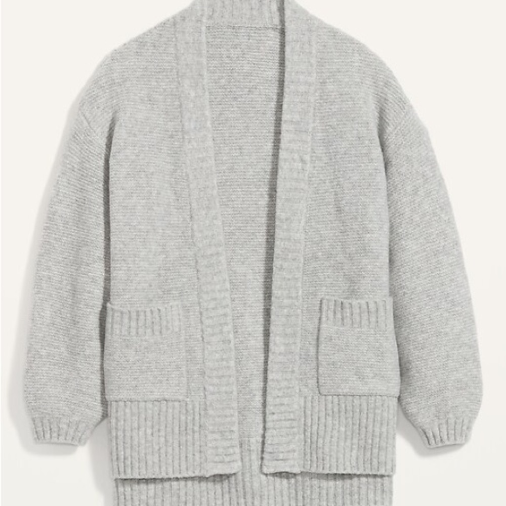 MUST GO‼️ EUC Old Navy Textured Garter-Stitch Open-Front Cardigan Coat, Gray, XS
